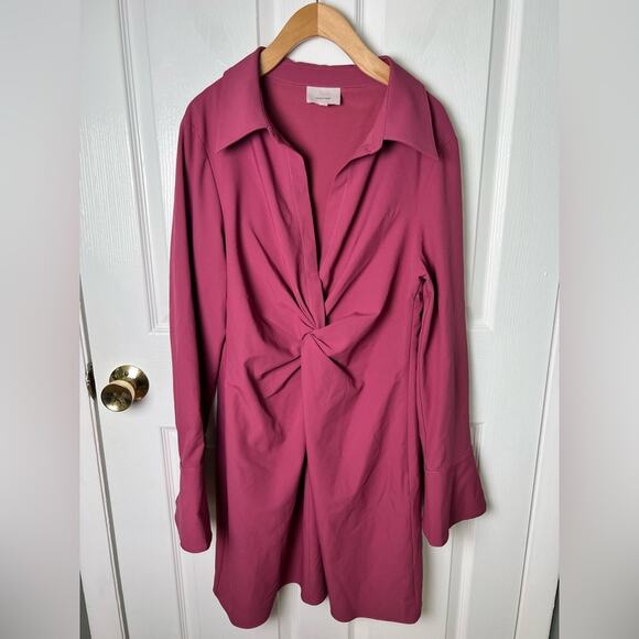 Cinq A Sept Mckenna Twist-Front Collared Dress in Dark Ube 14 - Picture 2 of 9